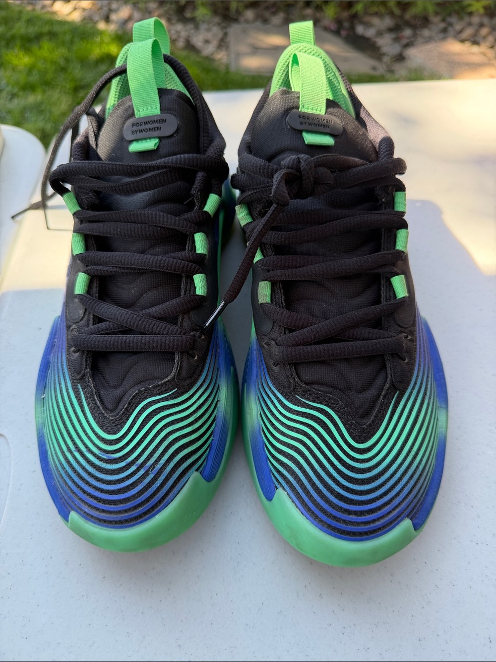 adidas Black Sneakers with Green and Blue Gradient Wave Accents
